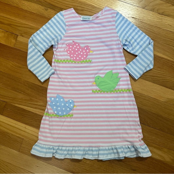 Funtasia Too Adorable 3 Little Birds Appliqué Knit Dress Girls size 6 - Picture 1 of 6